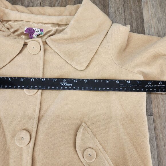 Buffalo David Bitton Women's Large Beige Swing Coat Button Front 3/4 Bell Sleeve - Picture 10 of 12